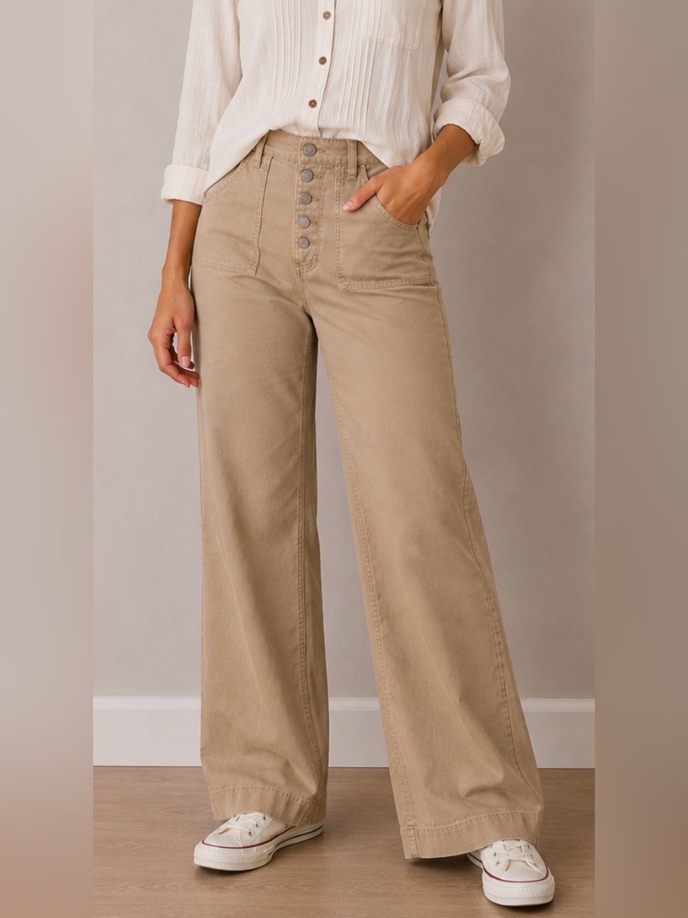 GAP High‎ Rise Wide Leg Khaki Pants Size 10